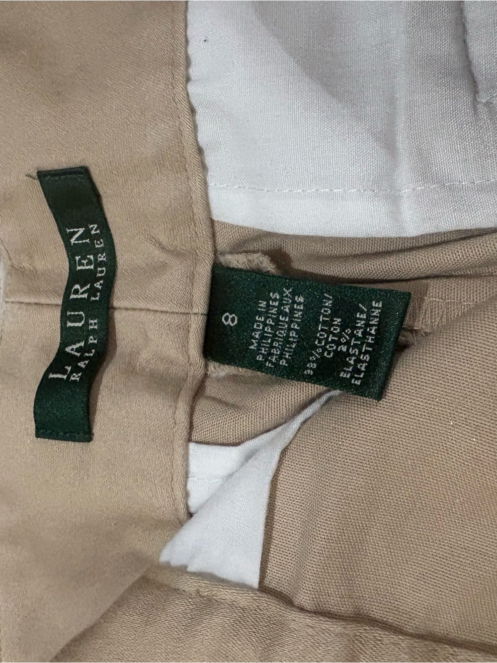 Lauren Ralph Lauren Tan Flat-Front Cotton Shorts women’s 8 - Picture 4 of 8